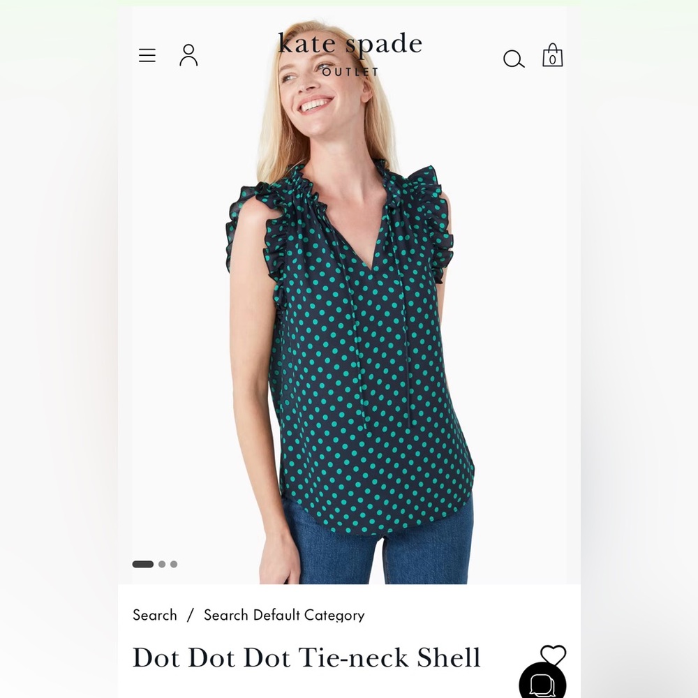 Kate Spade Navy and Teal Polka Dot Top